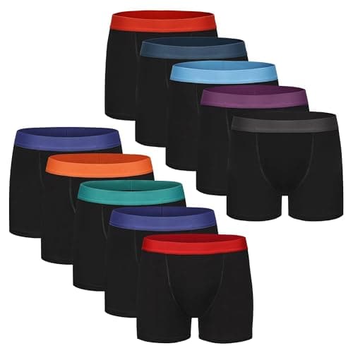 Image of Boys Boxer Shorts 10 Pack Cotton Blend Boy's Boxers Underwear with 4-Way Stretch, Breathable Soft Fabric, Double Front Panel & Elastic Waistband (UK, Age, 10 Years, 11 Years, Regular, Black)