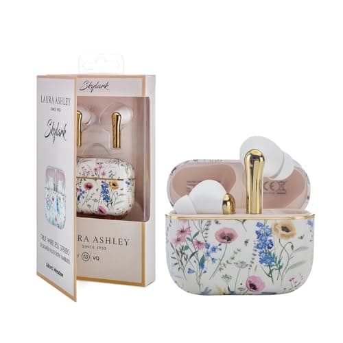 Image of Laura Ashley TWS Wireless Earbuds by VQ - Skylark Wireless Earphones with Bluetooth 5.4, HD Mic & ENC Noise Cancelling - 40H Backup Rechargeable Ear buds Compatible with iOS & Android - Alford Meadow