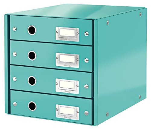 Image of Leitz Drawer Cabinet, 4 Drawers, A4, Click and Store Range 60490051 - Ice blue