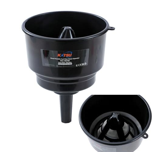 Image of KATSU Tools Portable Fuel Filter Funnel Diesel Water Separator, 21cm Large Wide Mouth, Upto 20L, for Vehicles Motorcycles Generators and More 482700