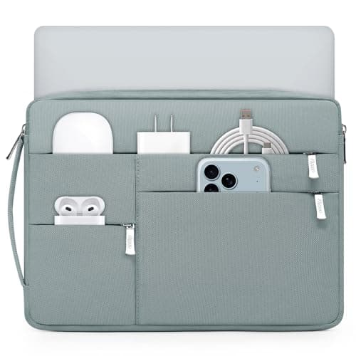 Image of HYZUO 13.3-14 Inch Laptop Sleeve Bag for MacBook Pro 14 M5-M1 Pro/Max A3426 A3427 2026-2021, MacBook Air/Pro 13, 13.8-13.5 Surface Laptop/Book, NoteBook Case for 13" HP Dell Lenovo Asus, Ash Blue