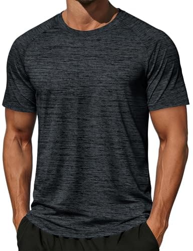 Image of MAGCOMSEN Men's T-Shirts Short Sleeve Running Gym Shirt Workout Athletic Breathable Top Summer Quick Dry Tshirt,Black,M