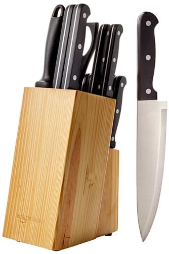 Image of Amazon Basics 14-Piece Knife Set with Block, Black