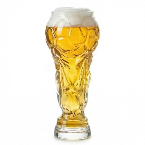 Image of PORUPAEL Trophy-Shaped Beer Glass - Champion's Pint Glass, Football Trophy Design for Parties, Celebrations & Fans, Gift for Dads and Enthusiasts