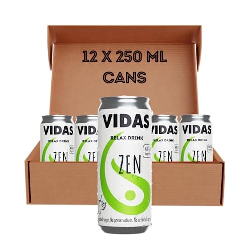 Image of VIDAS | ZEN Relax Drink | Jasmine & Green Tea | 250 ml Can Pack of 12 | Soothing & Relaxing with Natural Ingredients