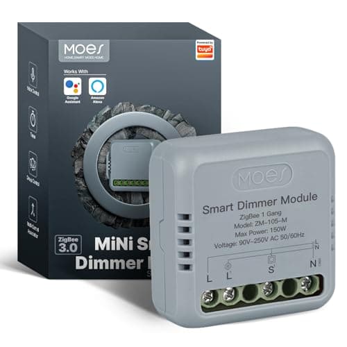 Image of MOES Smart ZigBee Dimmer Switch Module, Requires MOES Gateway, Mini Design, Supports App Voice Alexa Google Home Remote Control, Dual Switch Networking, Timer, Control Sharing, 1 Gang