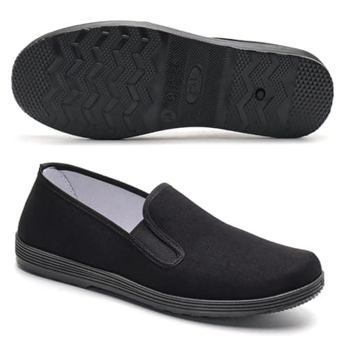 Image of Martial Arts Cloth Shoes Chinese Traditional Tai Chi Kung Fu Footwear Men's Women's Canvas Shoes Black EU Size 47