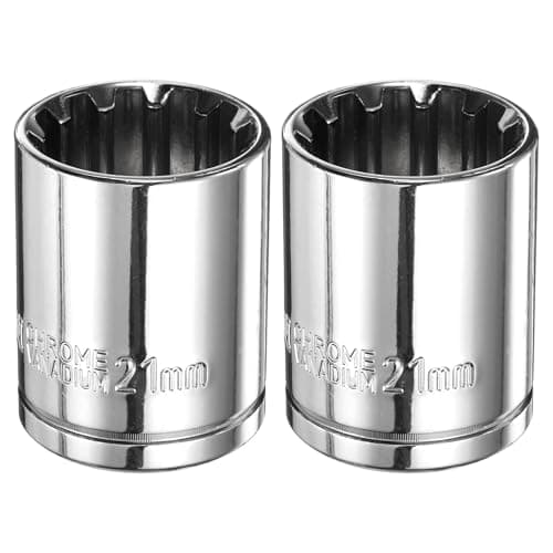 Image of sourcing map 2pcs 12 Point Socket 1/2" Drive by 21mm Metric Shallow Socket Chrome Vanadium Steel 12-Point Standard Sockets Mechanic Hand Tool for Car Repair Mechanical Maintenance Home Use