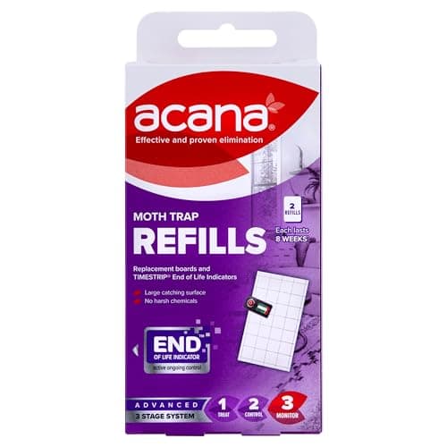 Image of Acana Moth Trap Refills, Pack of 2 Pads - Ideal for Protecting Clothes, Carpets & Wardrobes - Home & Surfaces - Traps Moths, Pheromone Technology - Harsh Chemical Free - Refillable