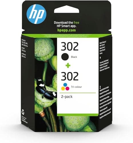 Image of HP X4D37AE 302 Original Ink Cartridges, Black and Tri-color, 2 Count (Pack of 1)