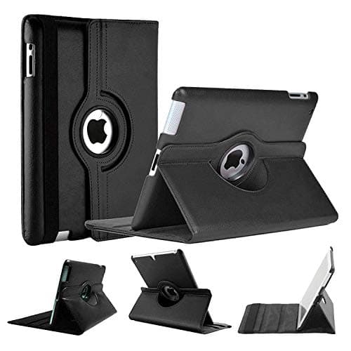 Image of World biz Leather Rotate 360 Stand Case For iPad Air 3 2019 3rd generation and iPad Pro 10.5 2017, Cover with Auto Wake/Sleep A1701/A1709 (Black)
