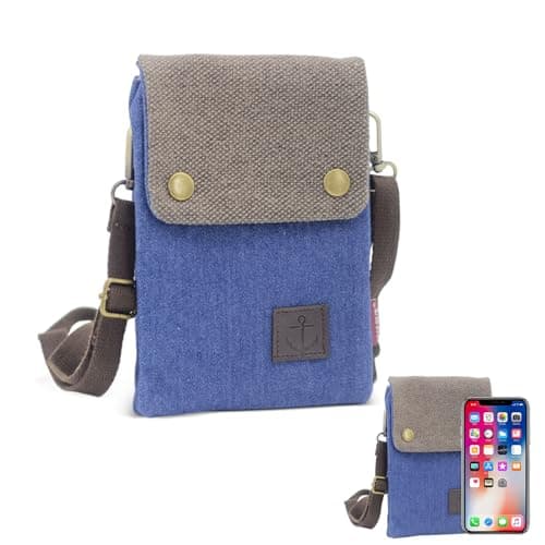 Image of dogmoon Phone Bags for Women Crossbody, Mini Cross Body Bag with Adjustable Shoulder Strap, Lightweight Small Canvas Crossbody Phone Bag(Blue)