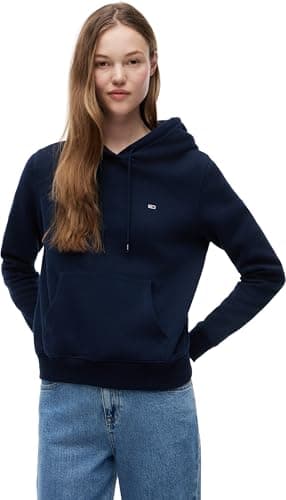Image of Tommy Jeans Women’s Regular Fit Flag Hoodie, Blue (Dark Night Navy), S
