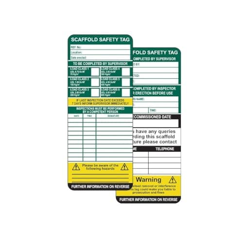 Image of Scafftag Scaffold Inspection Tags, Pack of 50, Polypropylene, W75mm x H180mm
