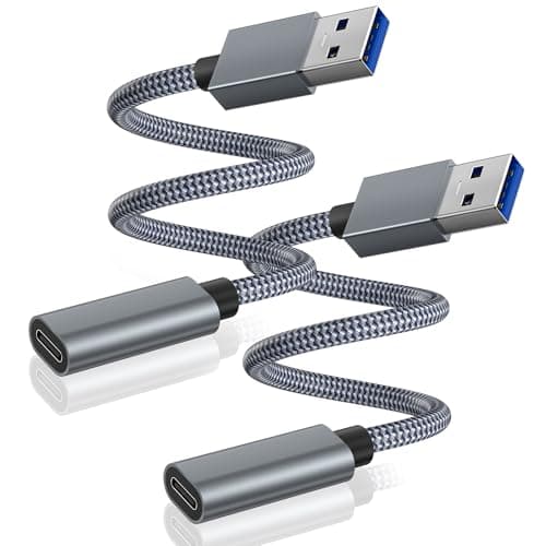 Image of BASESAILOR USB 3.0 to USB C Adapter 0.2M/2Pack,USBC Female to A Male Cable,5Gbps 3.1 Type C Charger Connector for New Apple iPhone 17 17e Air 16 15 Pro Max,iPad Mini,Samsung Galaxy S26 S25 S24 S23 S22