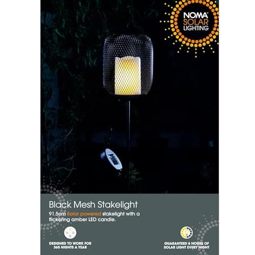 Image of Noma Solar Black Mesh Stakelight – Flickering Effect Candle Weather Light, 500ml (Pack of 1)