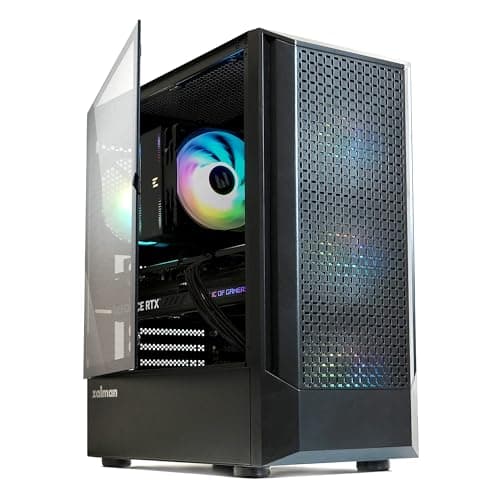 Image of Zalman FIT Mid-Tower ATX PC Case, Includes 4 x ARGB Fans, Swing Door Tempered Glass, Supports ATX Motherboard, 325mm GPU, 360mm Radiator, USB 3.0, High Airflow RGB Gaming PC Chassis, Black