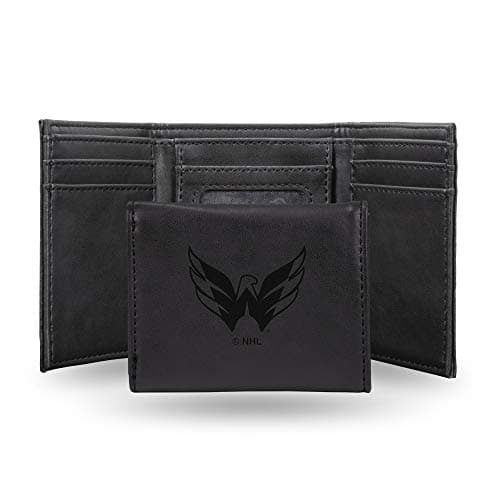 Image of Rico Industries NHL Washington Capitals Laser Engraved Tri-Fold Wallet, Black