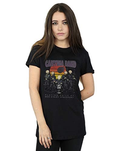 Image of Star Wars Women's Cantina Spaceport Boyfriend Fit T-Shirt Black Medium