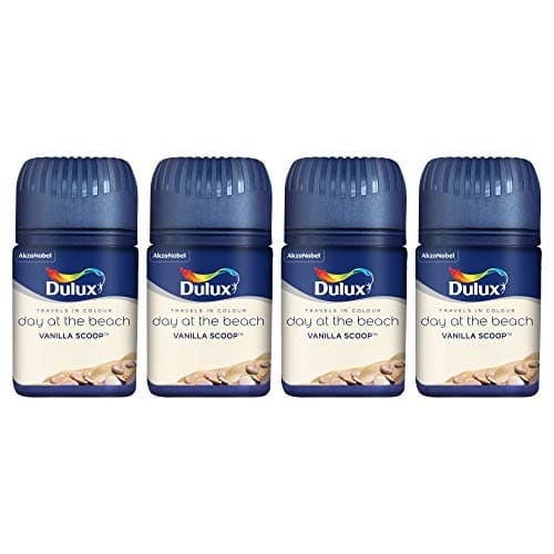 Image of Dulux® Set of 4 Compact Wall Paint Ceiling Paint Tester Emulsion (50ml) Matt Finish Fast Colour Decorating Paint - Vanilla Scoop
