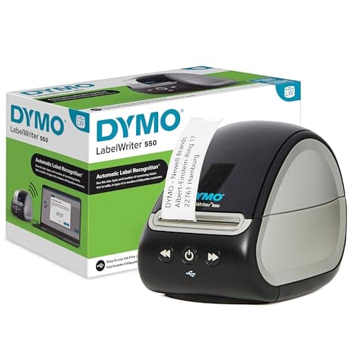 Image of DYMO LabelWriter 550 Label Printer | Label Maker with Direct Thermal Printing | Automatic Label Recognition | Prints Address LabelsShipping LabelsBarcode Labels & More | UK 3 Pin Plug