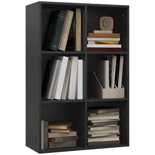 Image of HOMCOM 3 Tier Bookshelf, Modern Cube Bookcase with 6 Open Storage Compartments, Freestanding Display Storage Unit for Living Room, Bedroom, Study, Black