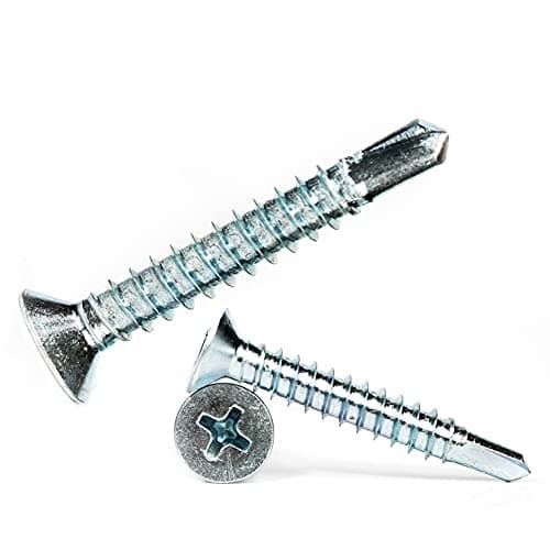 Image of 4.8mm x 45mm Self Drilling Countersunk Screws Steel Self Tapping Screws for Metal Sheets Roofing Windows (Pack of 50) F12BC