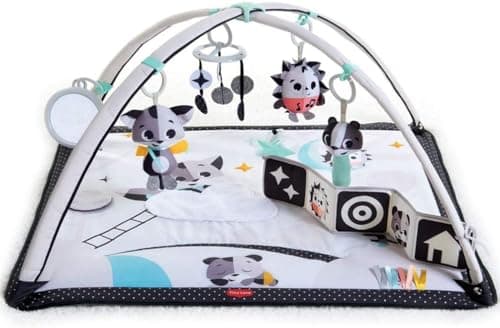 Image of Tiny Love Black & White Gymini, 2-in-1 Musical Baby Play Mat, 0+ Months, Baby Play Gym, 18 Activities, Interactive Musical Toy, High Contrast Book, Adjustable Arches, Magical Tales