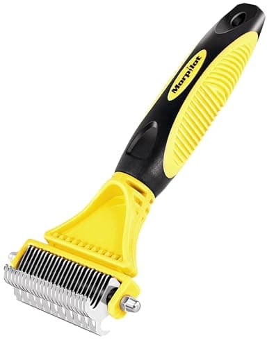 Image of morpilot Dog Brush Cat Brush Grooming Comb, 23+12 Double Sided Undercoat Rake Dematting Deshedding Tool for Long Hair Pets Cat Dog Slicker Shedding Brushes Efficiently Reduces Hair Loss by up to 90%