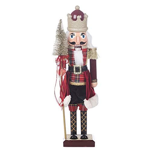 Image of URBNLIVING Traditional Wooden Christmas Nutcracker Soldier Statue Figurine, 38-82cm Decorative Xmas Ornament on Wooden Stand, Available in 3 Sizes (60cm)