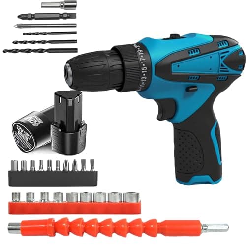 Image of Cordless Impact Drill Driver 12V, Cordless Drill Driver Set with 2 Battery & 26 Pcs Accessories,25+1 Position, 2 Speed, LED Light,for Home DIY