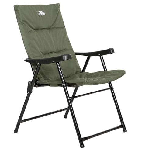 Image of Trespass Paddy Folding Camping & Garden Deck Chair - Foam Padded Seat, Steel Frame, Foldable Lightweight 3.8kg, H93 x W60 x D60cm