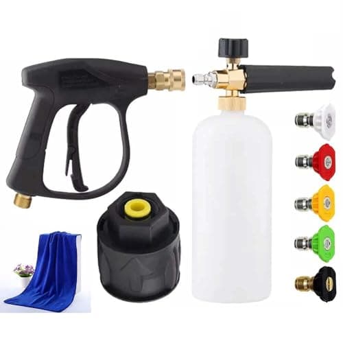 Image of Blendra Pressure Washer Snow Foam Lance 5 Spray Nozzles,1/4" 1L Foam Cannon Soap Dispenser Bottle with M22 14MM Hose Interface for Karcher K2-K7 Jet Washer for Car Cleaning