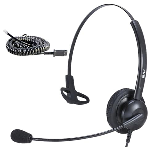 Image of MKJ Cisco Headset with RJ9 Jack, Corded Telephone Headset with Microphone Noise Canceling Wired Call Centre Office Headphone for Cisco CP-7821 7841 7942G 7945G 7961G 7962G 7965G 7975G 8841 8865 9971