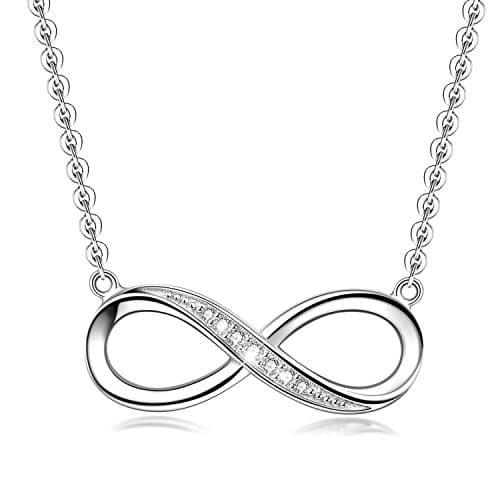 Image of AMIGUO Infinity Pendant Necklace For Women, 925 Sterling Silver Love Heart Necklace Jewelry Gold Plated
