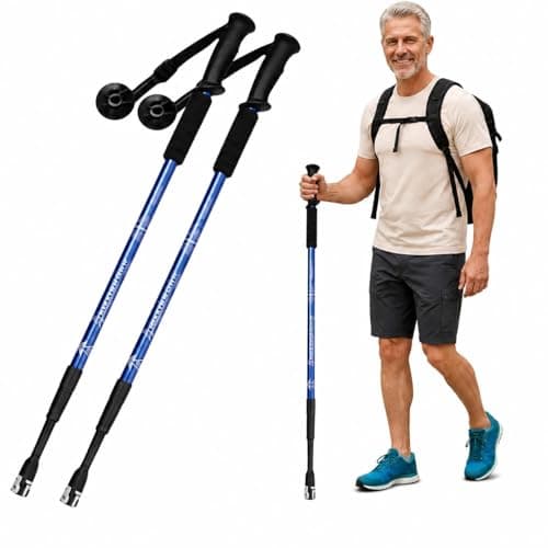 Image of Hiking Poles 2 Pack, Adjustable Telescopic Lightweight Aluminium Trekking Poles with Anti Shock, Collapsible Walking Sticks for Men, Women & Seniors – Nordic Walking, Camping & Backpacking