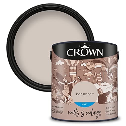 Image of Crown Linen Blend - Matt Emulsion Paint - Water Based, Quick Dry - Light Neutral Paint for Walls & Ceilings - 2.5L