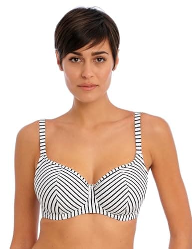 Image of Freya Jewel Cove Sweetheart Bikini Top Stripe Black White 36DD