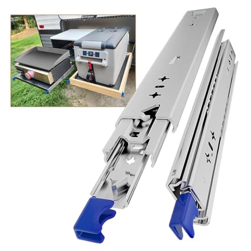 Image of AOLISHENG Heavy Duty Drawer Runners 400mm 120Kg Load Capacity Heavy Duty Drawer Slides Draw Runners, Ball Bearing Full Extension Draw Sliding Rails Sliders Side Mount 1 Pair, 16 inch with Lock
