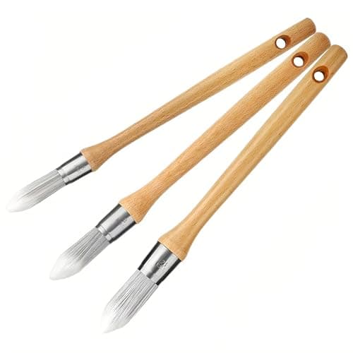 Image of 3PCS Sash Paint Brush Set, Round Paint Brushes Decorating, Sash Painting Tool with Wooden Handle 3 Size, Decorating of Window Door Fence with Oil Based Paints