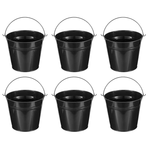 Image of PATIKIL 5.9"x5.1" Small Metal Buckets with Handle, 6 Pcs Mini Galvanized Bucket Colorful Easter Buckets for Crafts Party Favors Decoration, Black
