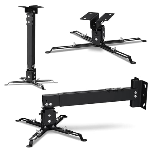 Image of Overmax Ceiling Mount Projector Mount up to 20 kg, Adjustable Length 25 Degree Angle Adjustment, Made of Steel, Wall and Ceiling Mounting, Lightweight and Sturdy Construction (Black)
