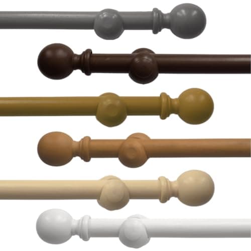 Image of Wood Eyelet Curtain Pole 28mm with Round Finials - Trimmable - Suitable for any room - 160cm Length - Natural