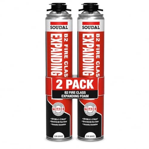 Image of B2 Fire & Acoustic Expanding Foam Gun Grade 750ml Pack of 2 | Fire Resistant PU Foam Sealant | Sound Insulating Gap Filling Foam