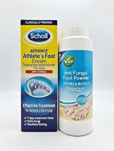 Image of Athlete's Foot Treatment Set with Antifungal Foot Powder, Advanced Cream with Terbinafine Hydrochloride, Anti-Fungal Relief