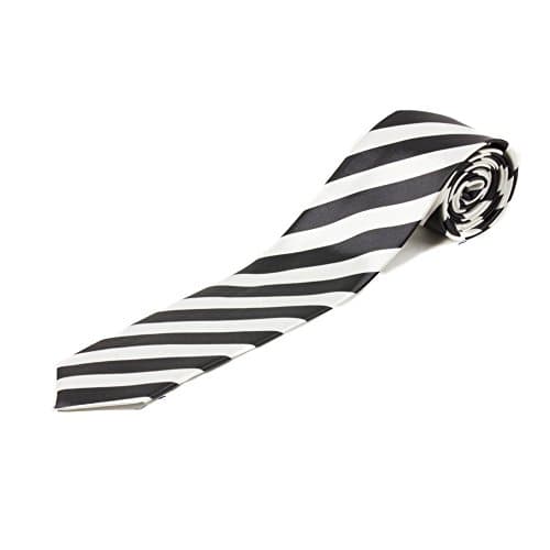 Image of Black & White Striped Skinny Tie