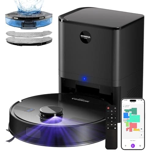 Image of MONSGA Robot Vacuum with Mop, 7000Pa Powerful Suction, Lidar Navigation Robotic Vacuum with 3.5L Self-Empty Station, 180mins Runtime, APP/Remote/Voice Control, for Hard Floors and Carpets (MS1MAX)