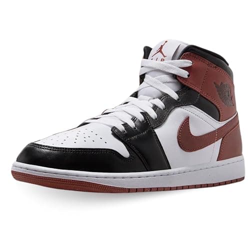 Image of Air Jordan 1 Mid SE Men's Shoes (HF3216-102, White/Black/Dark Pony), White/Black/Dark Pony, 10 UK
