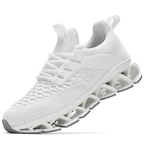 Image of Wrezatro Women's Slip on Walking Running Shoes Blade Tennis Casual Fashion Sneakers Comfort Non Slip Work Sport Athletic Trainer White