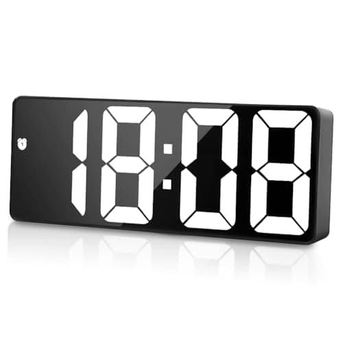 Image of flintronic Digital Alarm Clock, LED Clock with Big Display, Bedside Alarm Clock, Battery Powered Clock, Alarm Clocks with Snooze Temperature Date Brightness Adjustable for Home Office